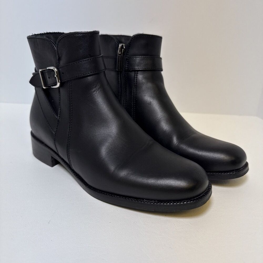 La Canadienne Suri Waterproof Black Leather Moto Ankle Boot Booties Size 6